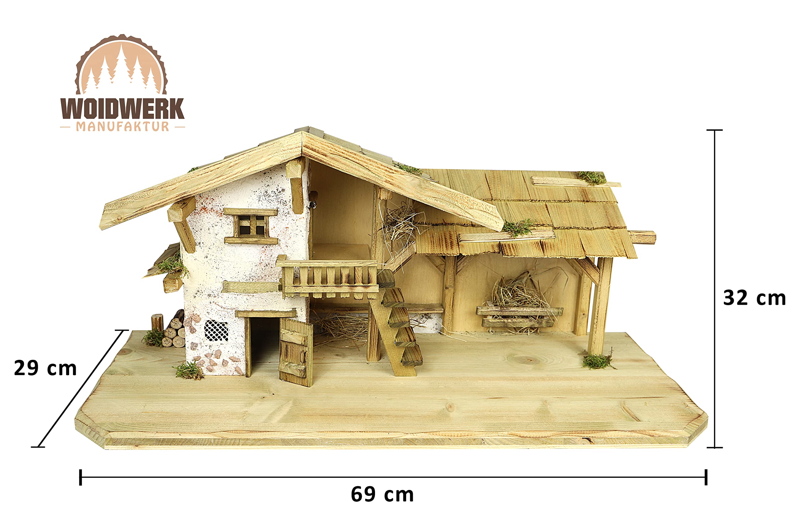 Weihnachtskrippe Krippe Krippenstall (W27+9cm Figuren) Weihnachten Weihnachtskrippen Krippenfiguren Tischkrippe