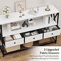 Vista 4 de 47'' Farmhouse Console Table with 3 Drawers and Open Shelf, Sofa Table Behind Couch with 3-Layer Storage, Rustic Entryway Table for Living Room