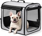 Pecute Collapsible Dog Crate for Pets<15kg, Pet Carrier Stable and Light Weight, Soft Dog Crate with Breathable Windows, Portable Dog Carrier with Curtain 61×45×52 cm (Green)