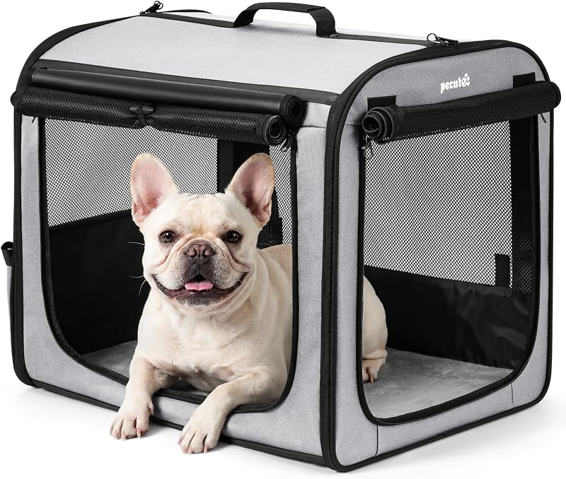 Caixa de Transporte Dobrável para Cães Pecute PC-CC01 Cinza 61 × 45 × 52 cm