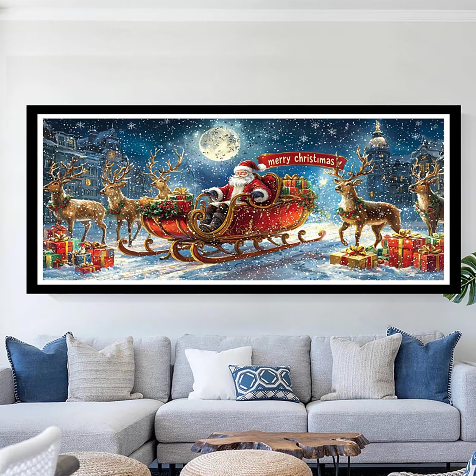 Malarstwo diamentowe, Święty Mikołaj, obraz diamentowy, dla dorosłych, duży, XXL, 100 x 200 cm, malowanie diamentami, do majsterkowania, dekoracja ścienna do domu, CJ0P-625