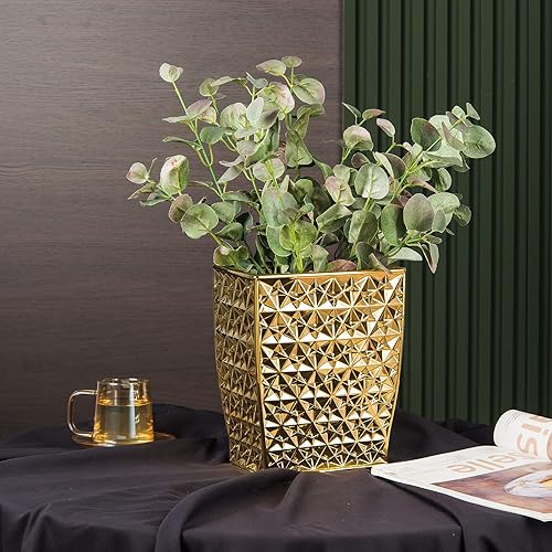 Miniatura 7 de Cubo de basura rectangular de cerámica pequeño de 2.5 galones, papelera, contenedor de basura para baño, dormitorio, cocina, oficina en casa y