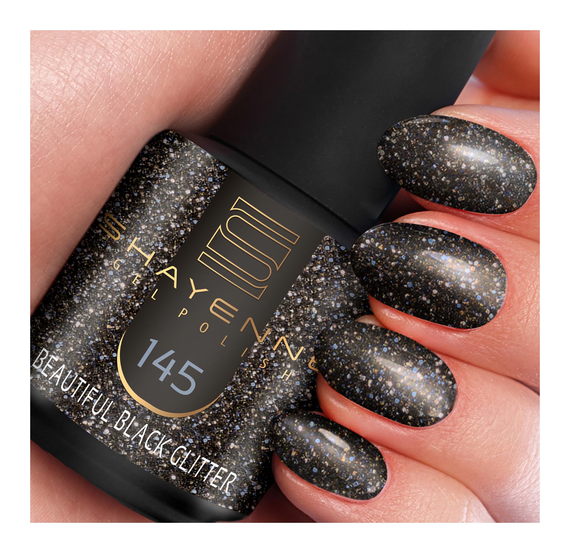 SHAYENNE UV Gel Nagellack Schwarz 15ml – 63 Black Diamond Gl