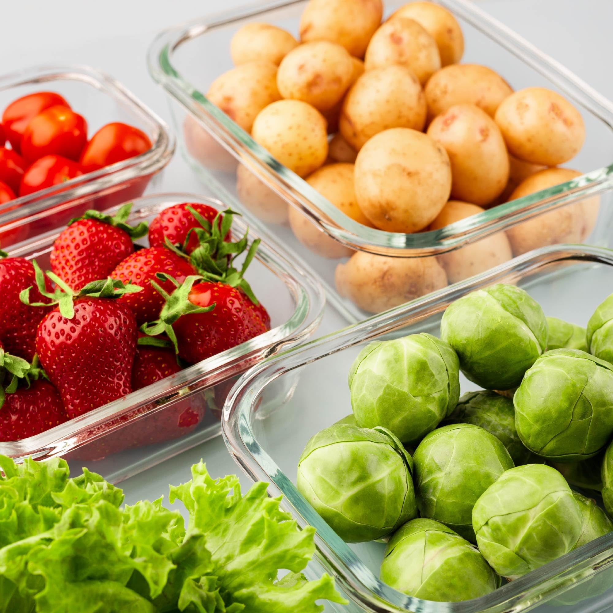 HEFTMAN Recipientes de vidrio para alimentos con tapas, paquete de 10, 1L y 370 ml, recipiente hermético para almacenamiento de alimentos, apto para microondas, congelador y lavavajillas