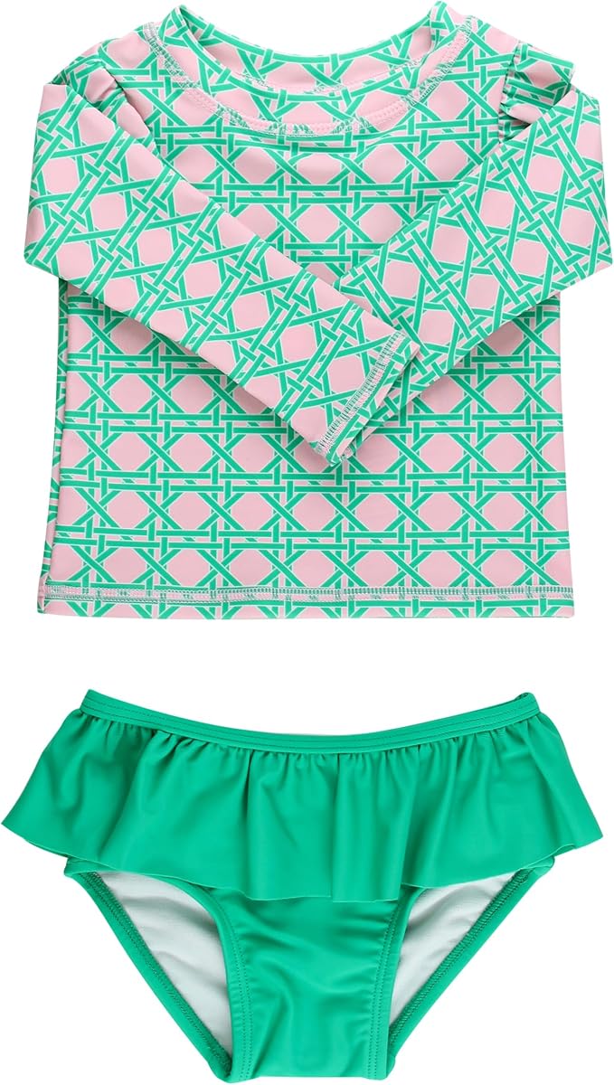Baby Girls Modern Skirted Rash Guard Bikini - UPF 50+ Sun Protection Swimsuit
