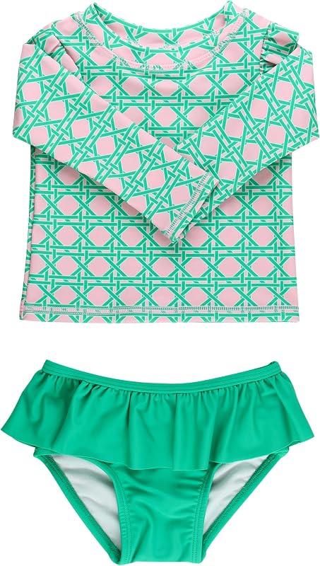 Baby Girls Modern Skirted Rash Guard Bikini - UPF 50+ Sun Protection Swimsuit
