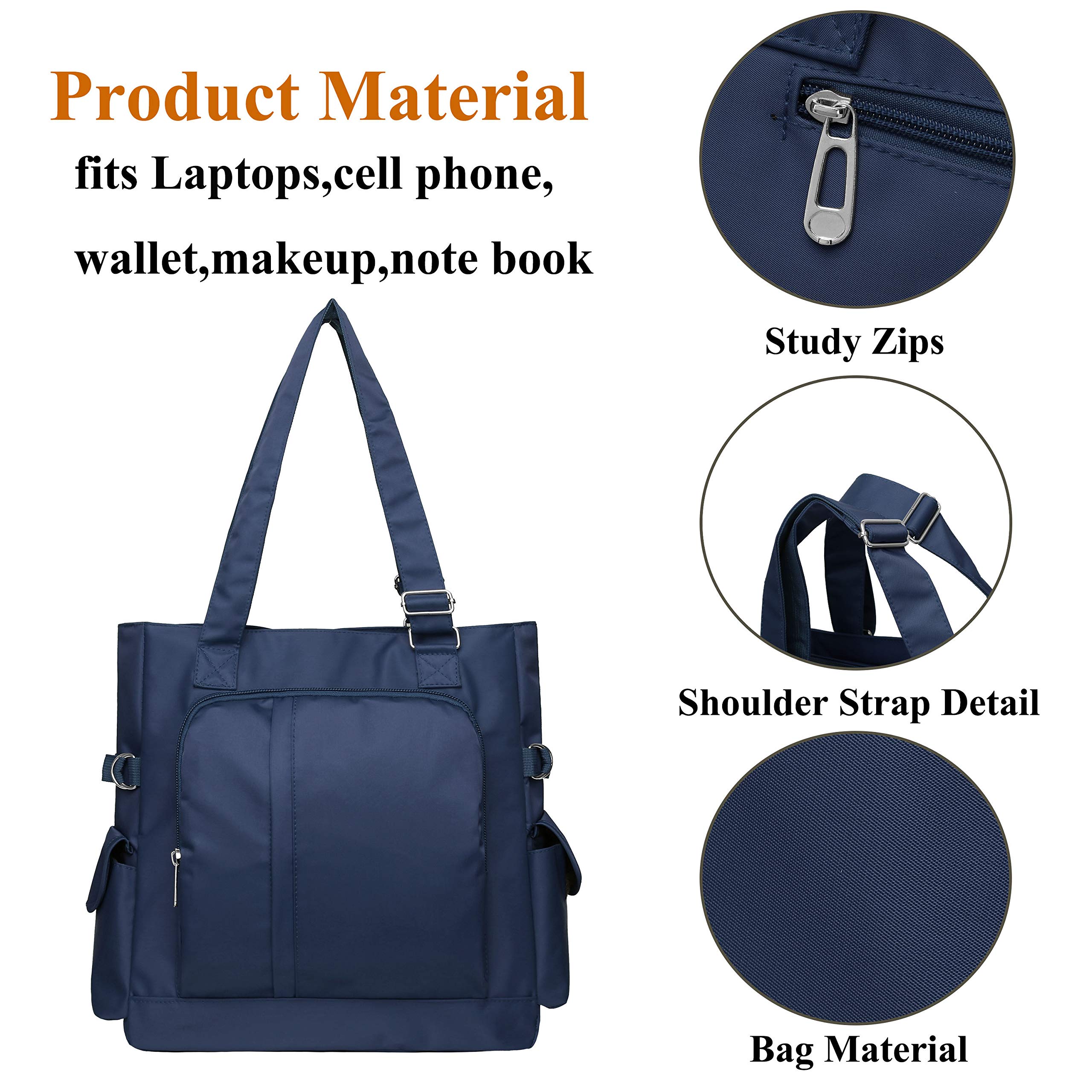 VOLGANIK ROCK Canvas Tote Bag Waterproof Nylon Multi Pocket Shoulder Bags Laptop Work Bag Teacher Purse Handbag for Women Men