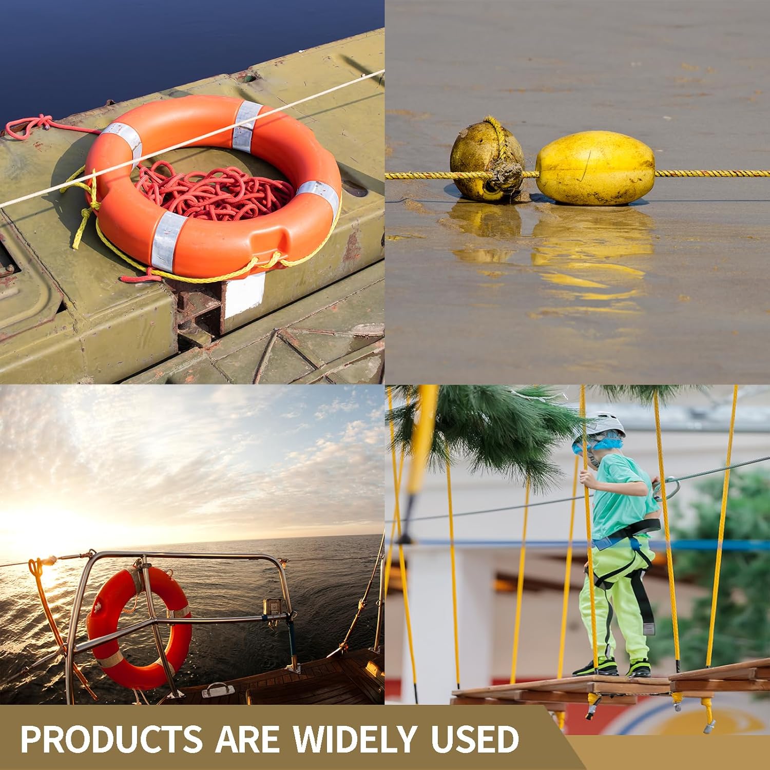 1/4 Inch ×600FT Yellow Twisted Polypropylene Rope, Resistant to Oil, Resists Moisture and Chemicals - Antislip, Easy Knot, Flexible, Floats, Strong, Stretch Resistant