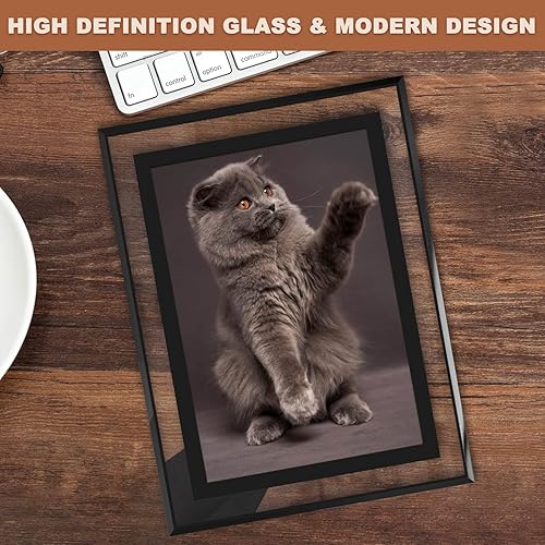 Miniatura 2 de IZIDDO Juego de 2 marcos de fotos de 8 x 10 pulgadas, marco de fotos de vidrio negro, solo para exhibición de mesa, marco de fotos de regalo,