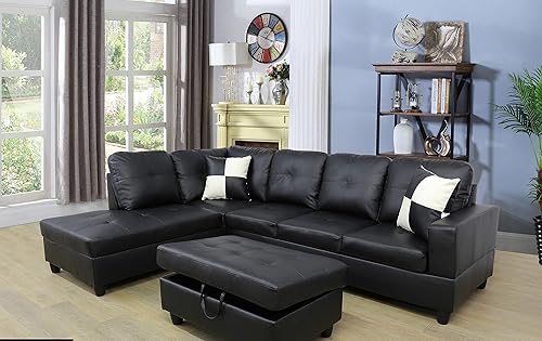 Star Home Living Juego de sofá seccional, negro
