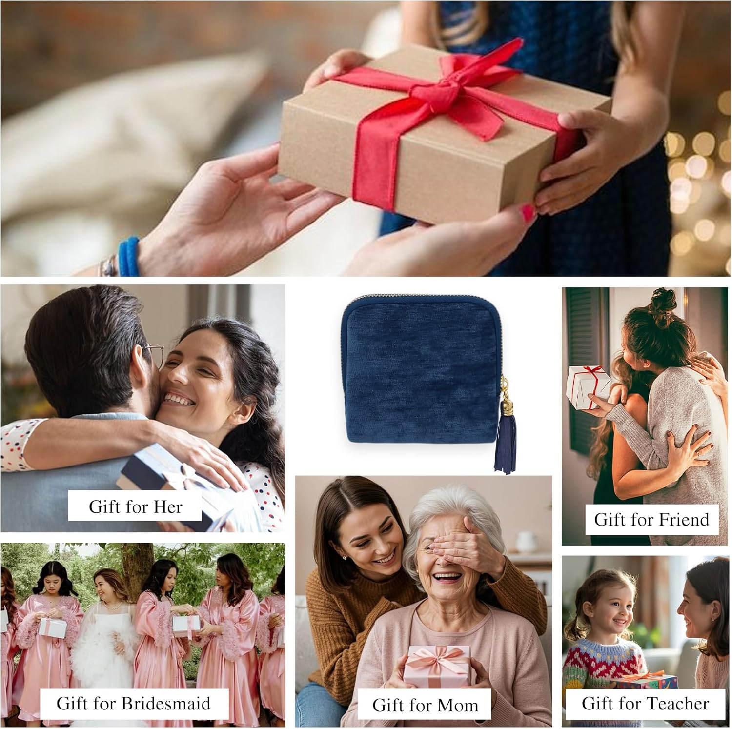 Stratalife Travel Jewelry Case Organizer for Women Valentine's Day Gift Portable Jewelry Box with Small Pouches for Healing Crystal Bracelets, Necklace Bangles Storage Ring Holder, Blue Tassel - Image 6