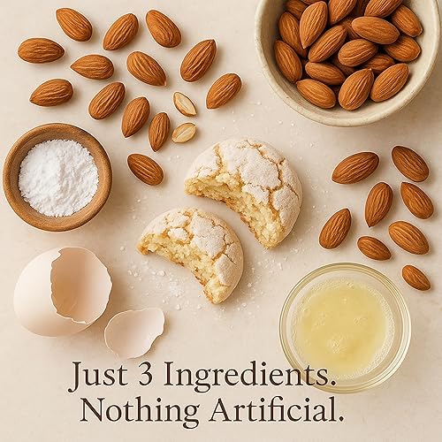 Miniatura 6 de Andy Anand Gourmet - Galletas italianas suaves de almendras amaretti italianas, surtidas de 20 unidades, sin gluten, envueltas individualmente, en