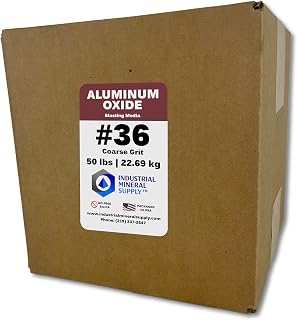 Aluminum Oxide - 50 lbs. or 22. 69 kg. - Sand Blasting Abrasive Media for Sandblasters, Sandblast Guns and Blast Cabinets (#36 Grit - Coarse)