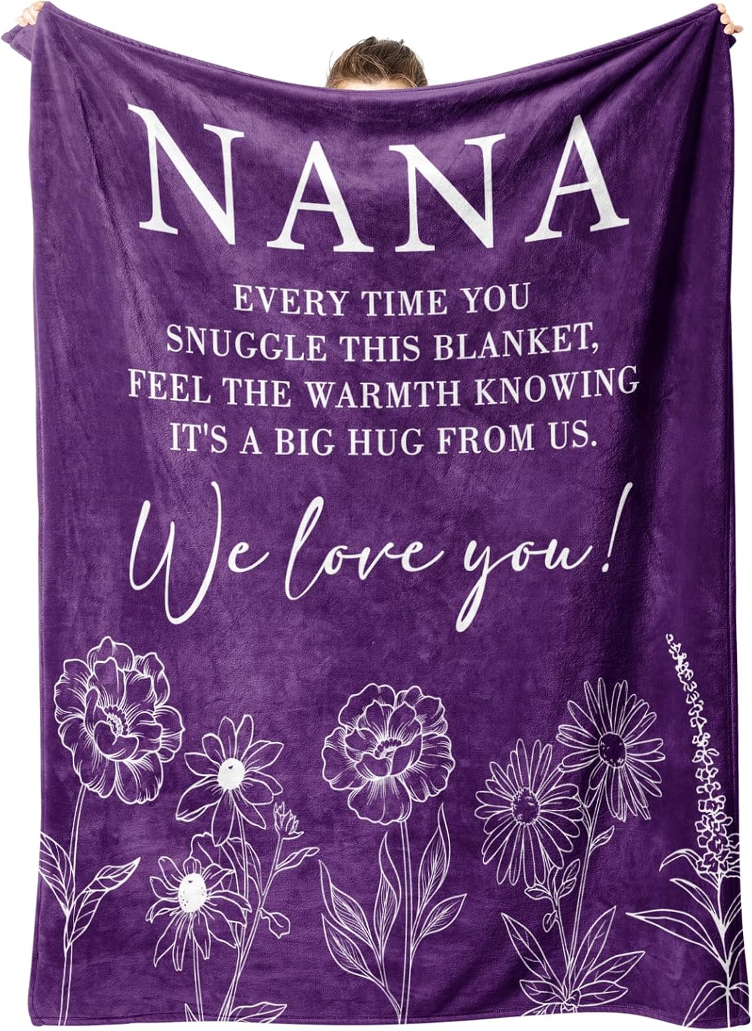 Nana Gifts, Gifts for Nana Blanket, Nana Birthday Gift from Grandkids, to My Nana Grandma Throw Blanket 60" x 80", Purple