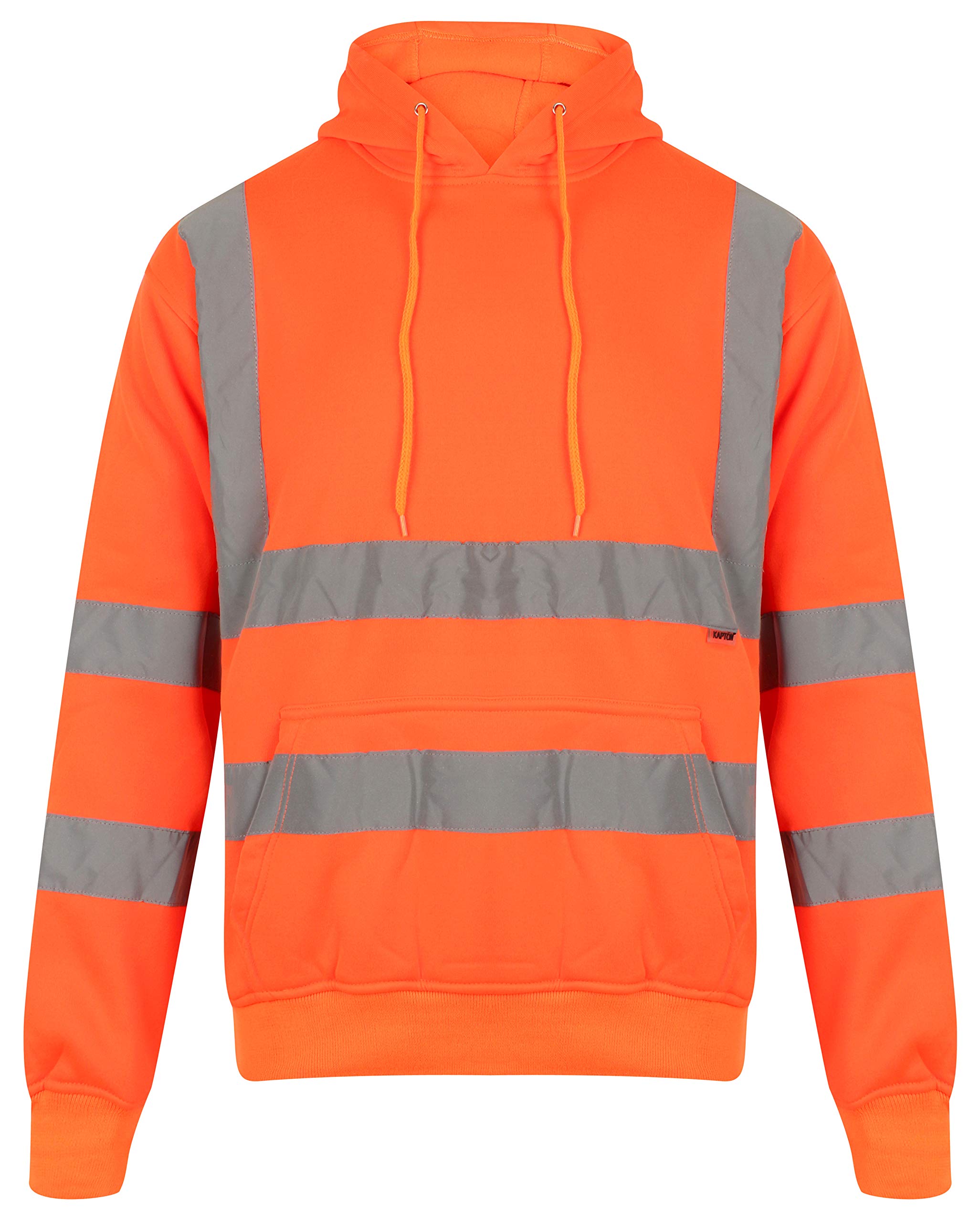 A2z Workwear Men's Orange Hi Vis Hoodie High Visibility Safety Sweatshirt Reflective Workwear Pullover For Construction, Security & Road Workers (As8, Alpha, Xx_l, Regular, Regular, )