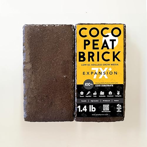 Ladrillo de turba de coco de 22.93oz, fibra de coco orgánica de primera calidad, para macetas y cultivo hidropónico, baja EC, pH equilibrado,