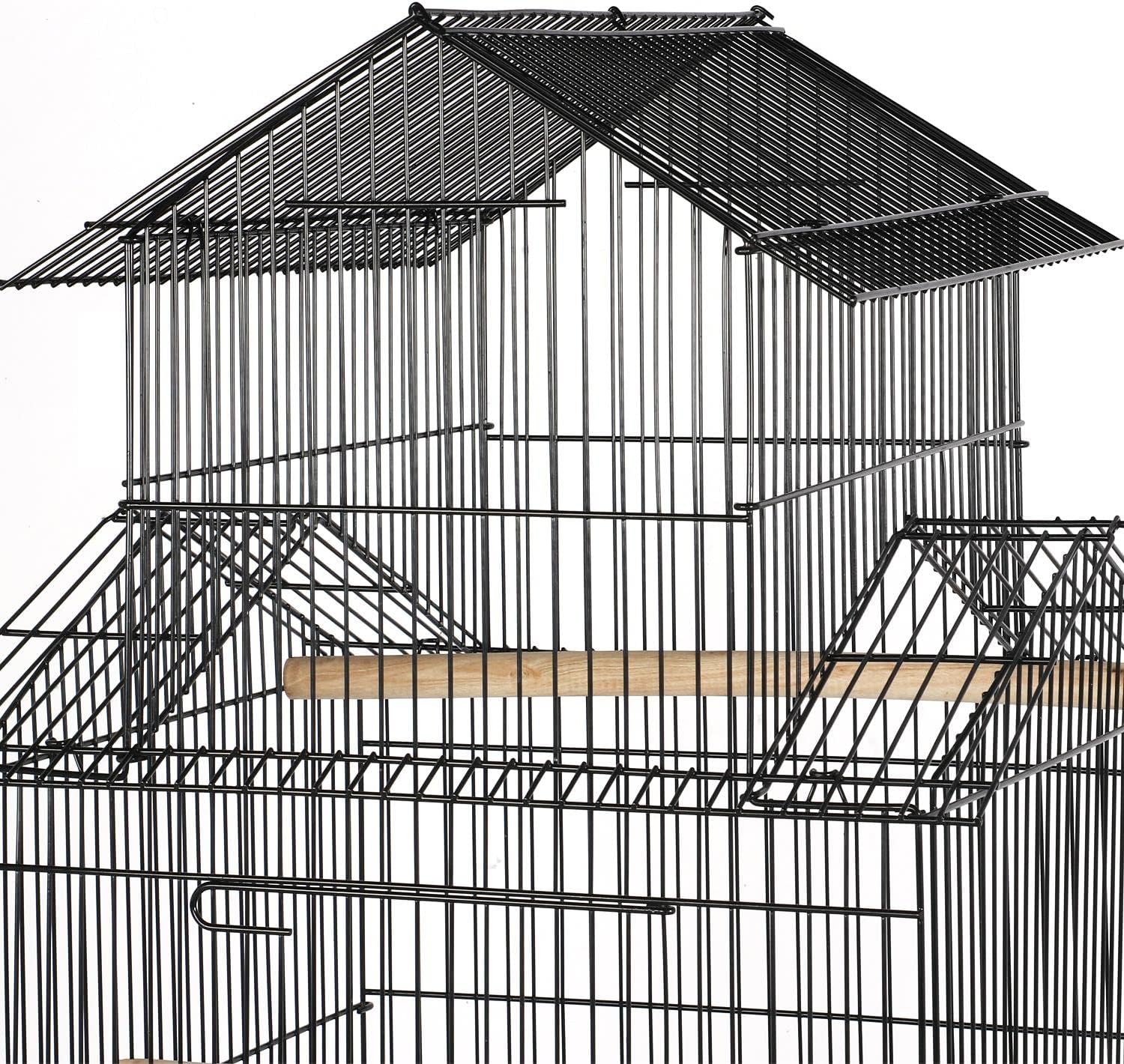 Topeakmart 55'' Triple Roof Top Large Medium Parrot Bird Cage for Cockatiel Conure Green Cheek Parakeet Caique with Removable Stand