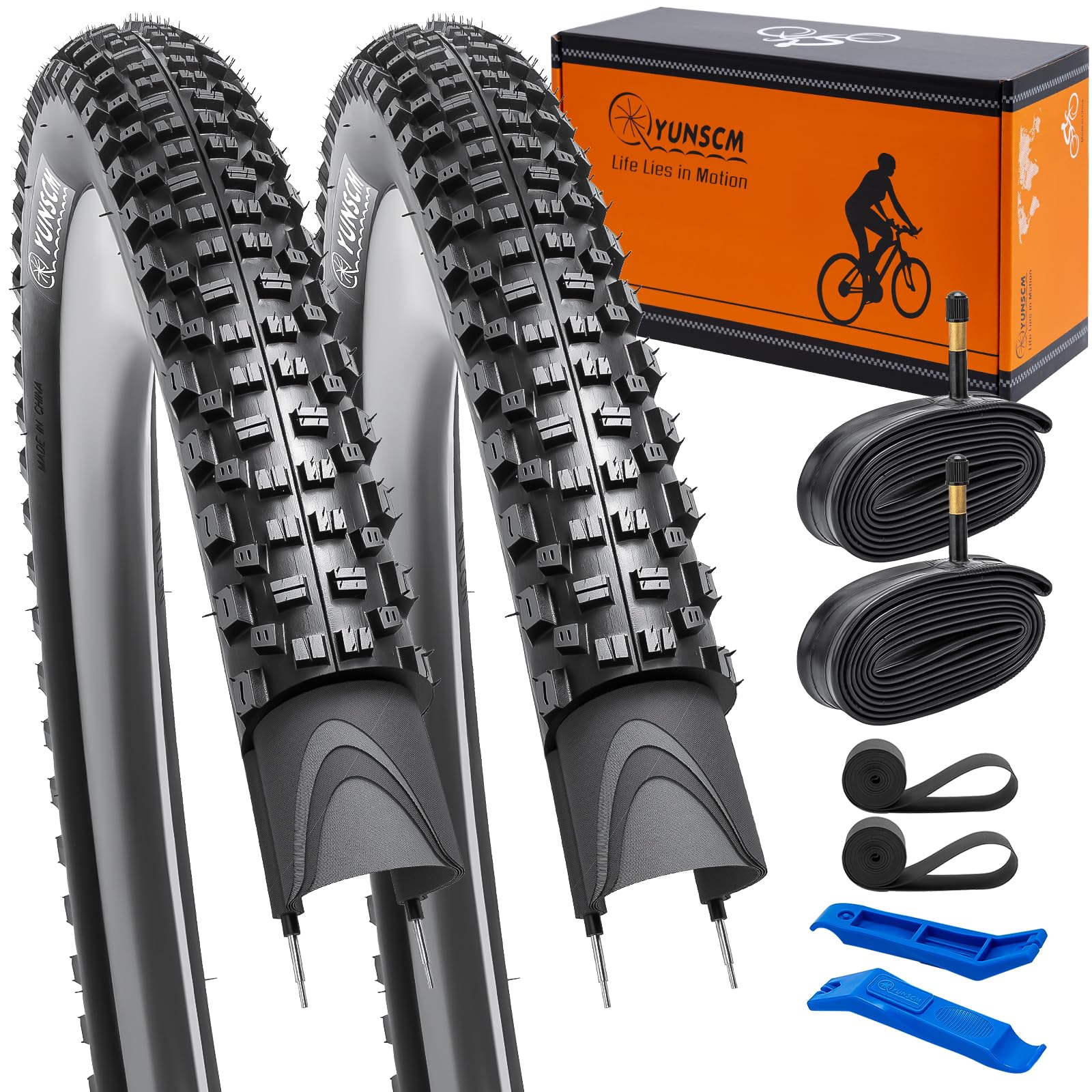 YUNSCM 2PCS 29" Lightweight Premium Tyres 29X2.25 Tires 57-622 120TPI Nylon Puncture-Resistant,Compatible with 29x2.20 29x2.25 29x2.30 Mountain/Gravel/Off Road/Road Bicycle Bike Tyre