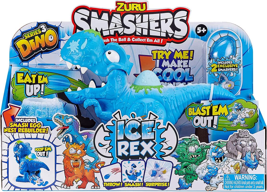 Toy Garrage Toy Garrgae Dino Ice Age Ice Rex Playset Series 3 T-Rex Toy Set By Zuru With Accessories,Tyrannosaurus Rex Collectible Toy For Boys Kids Gift Set,Cyan