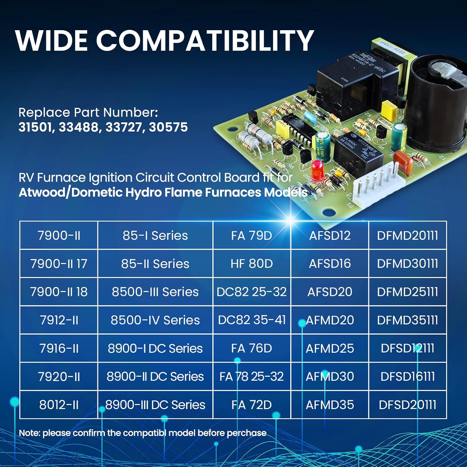 31501 RV Hydro Flame Furnace Ignition Control Circuit Board Compatible with Atwood 8531-IV-DCLP 7916-II 7920-II Hydro Flame 8500-III 85-II Dometic DFMD25111 DFMD30111 DFMD35111 & More