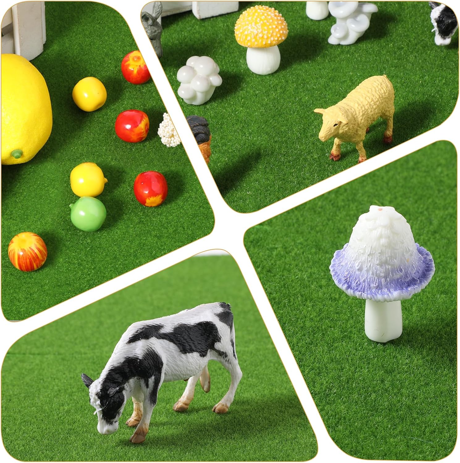 8Pcs Artificial Grass 6x6 Inches Fake Grass Decor for Crafts Mini Artificial Green Turf Mat Outdoor for DIY Miniature Garden