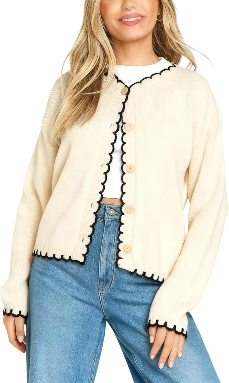 Majdan Women's Lightweight Cardigan V Neck Button Down Knit Sweater Long Sleeve Casual Tops for Women