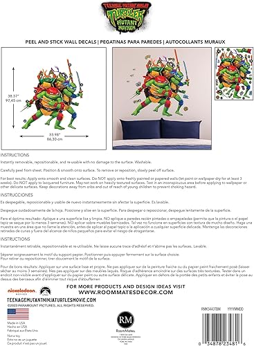 Miniatura 6 de RoomMates RMK5443TBM Teenage Mutant Ninja Turtles Mutant Mayhem Group Calcomanías de pared gigantes para despegar y pegar