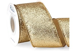 Ribbli Christmas Gold Wired Glitter Ribbon