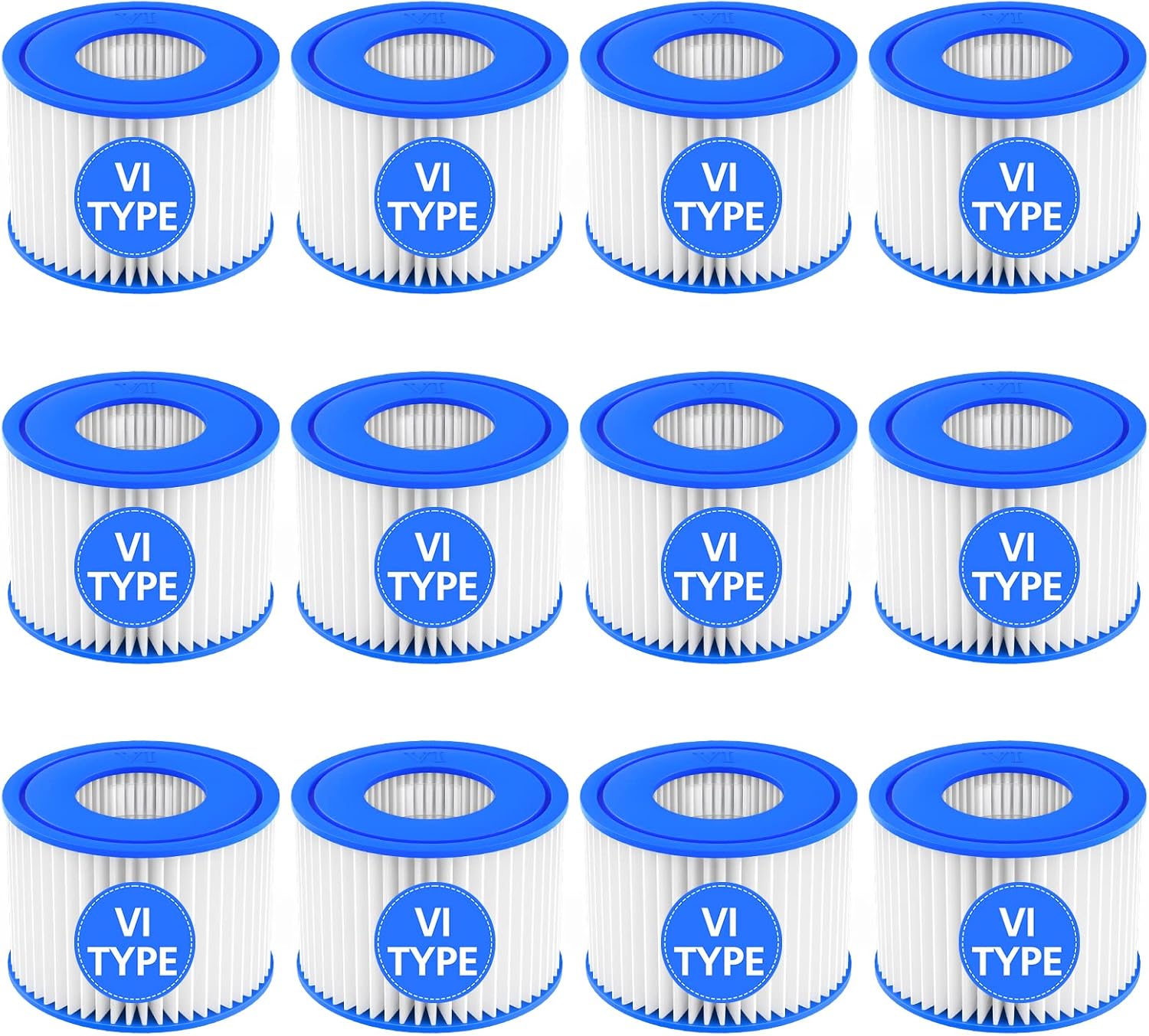 12 Pack Type VI Hot Tub Filter Cartridge Compatible with Lay-Z-Spa, Coleman SaluSpa 90352E 58323 90427E