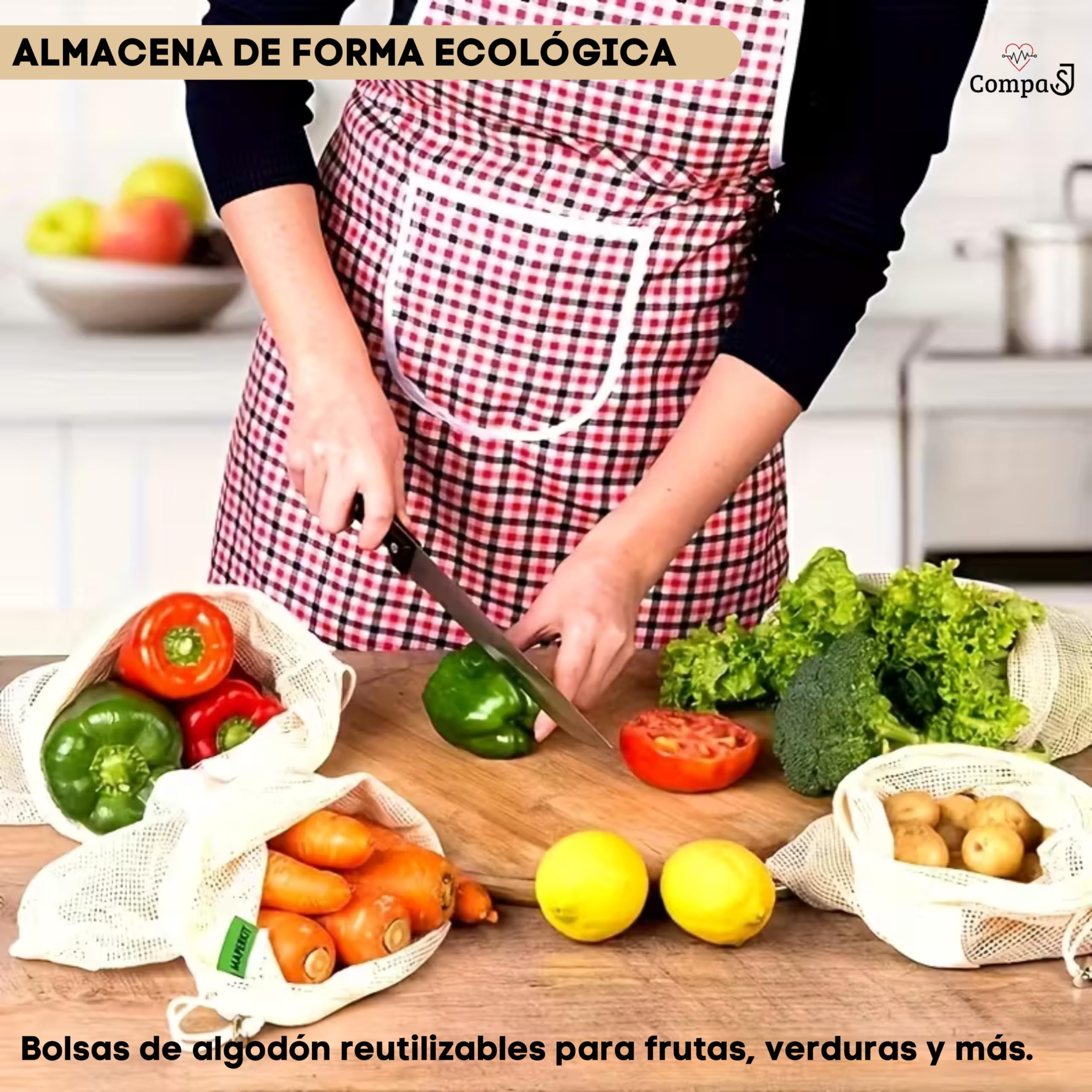 Set de 3 Mallas para Cocer Garbanzos y Legumbres - Bolsa para Cocinar Carne - Red de Cocción