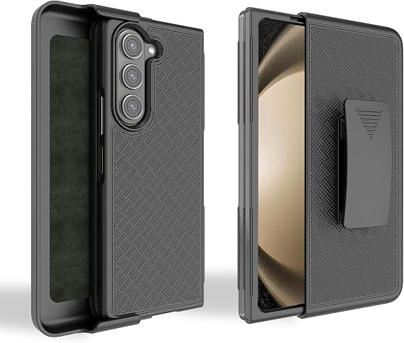 Ailiber for Samsung Galaxy Z Fold5 Case, Holster, Screen Protector-Black