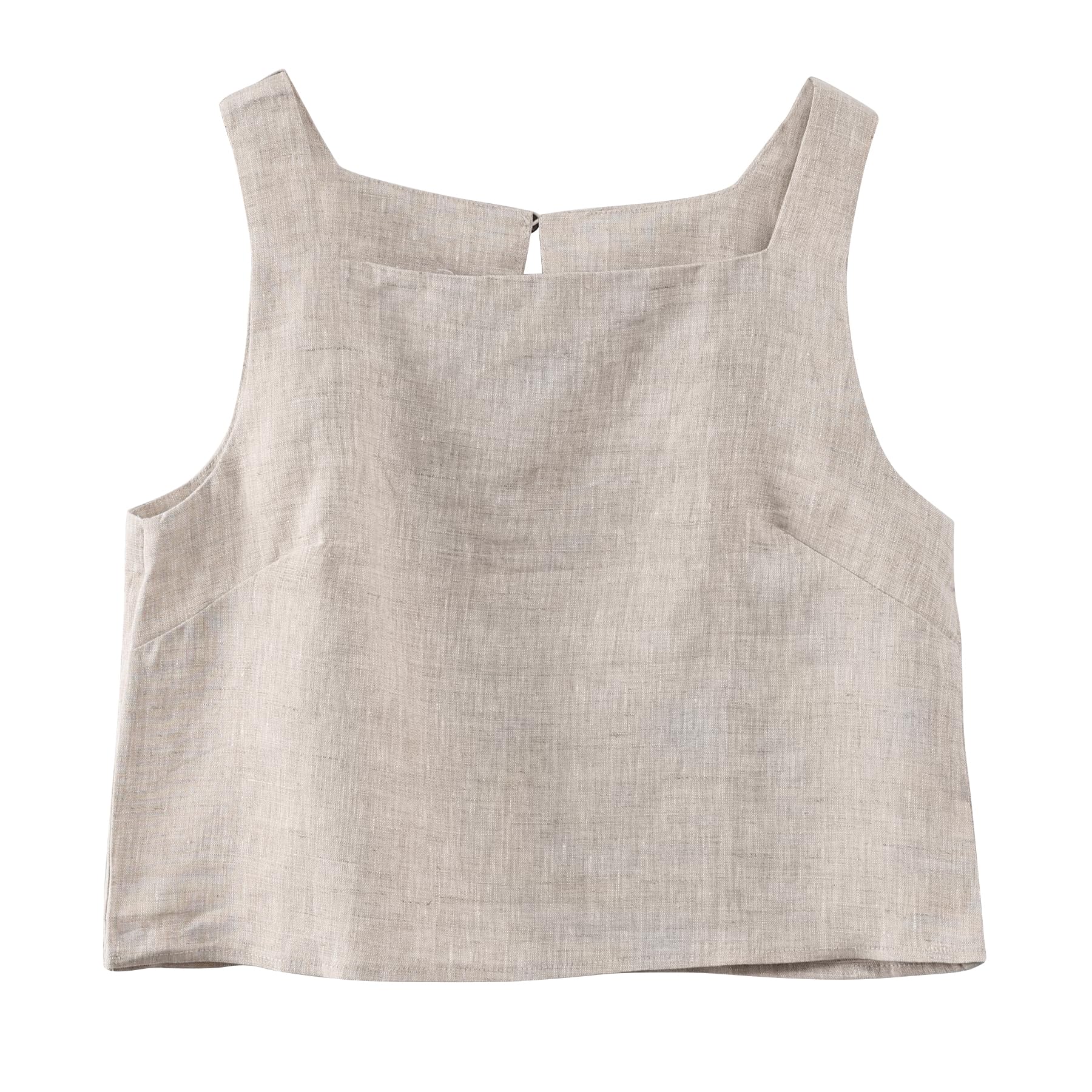Amazhiyu Top da donna, estivo, 100% lino, casual, senza maniche, scollo quadrato, camicetta in puro lino per UK S-XL