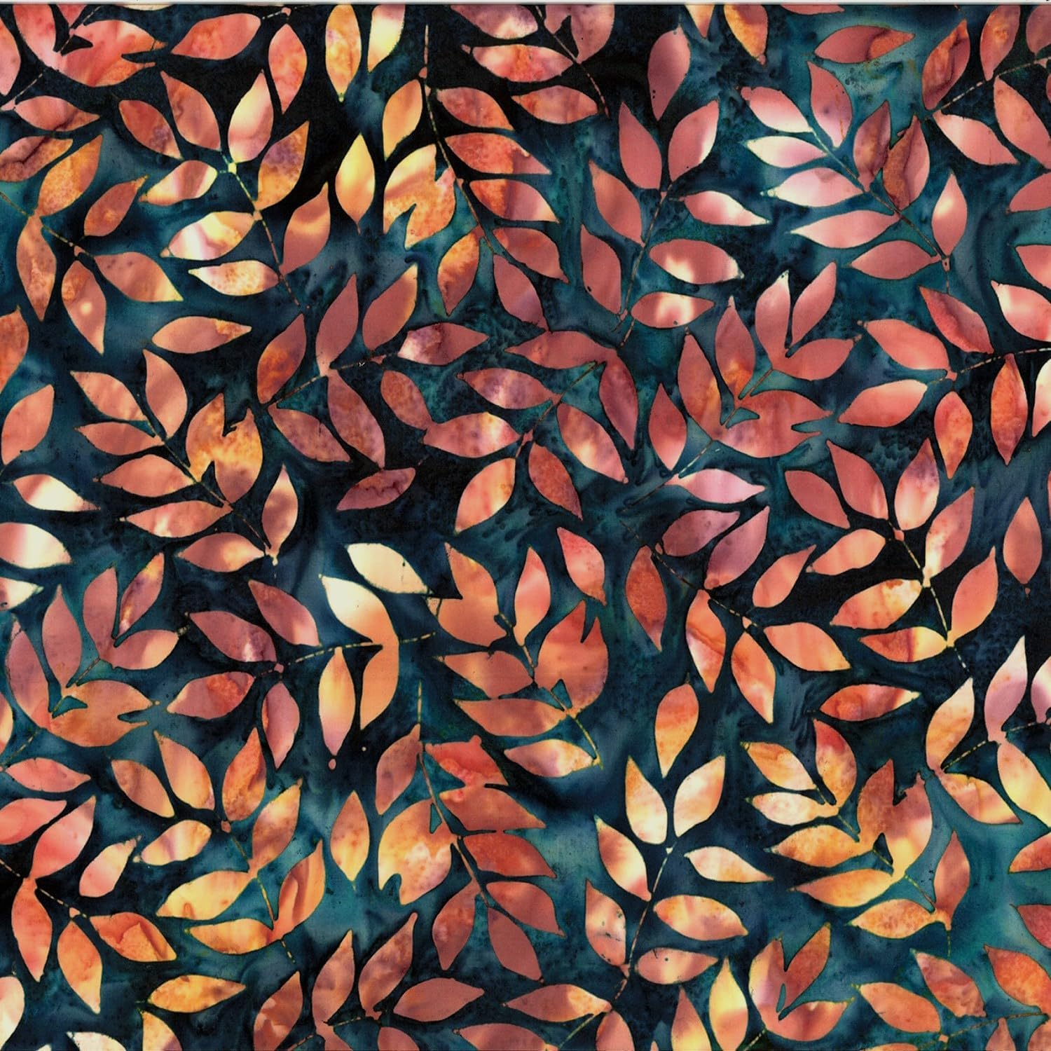 Hoffman Bali Batiks Earth Meets Sky Leaves, Fabric by The Yard (Celestials)