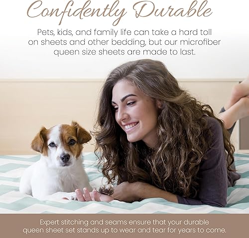 Miniatura 8 de Linen Market Juego de sábanas Queen de 4 piezas (flecha turquesa). Duerme mejor que nunca con estas sábanas ultrasuaves y refrescantes para tu cama
