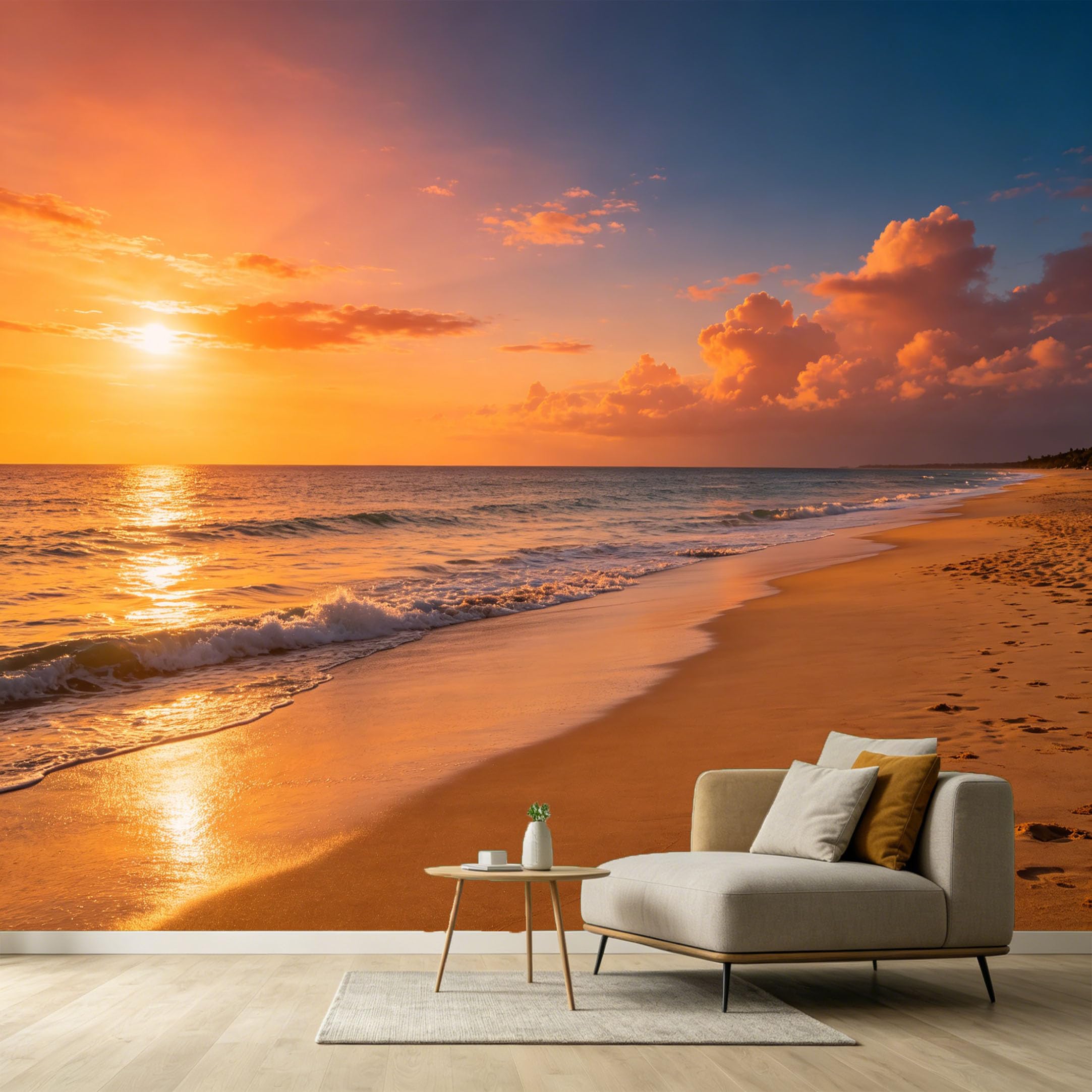 Custom Size Wall Murals Sunset Coastal Ocean Marine Beach Seascape SelfAdhesive Wall Fabric Removable Large Wallpaper for Photo Living Room Interior Decor Wall Art