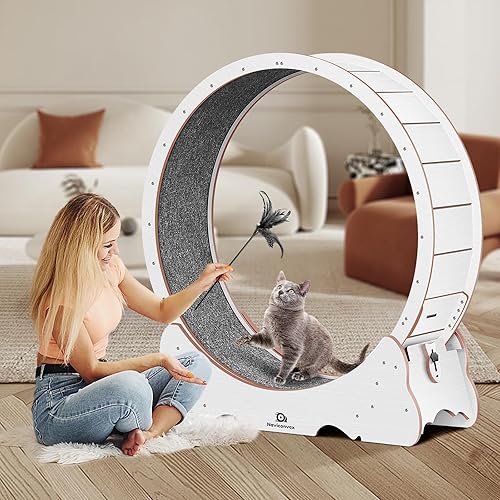 Miniatura 7 de Rueda para gatos, rueda de ejercicio XL de 48" para gatos grandes, rueda de correr para gatos de interior Blanco