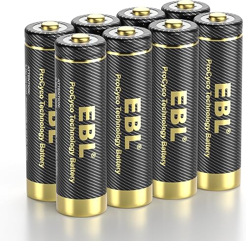 EBL Gold Pro - Baterías AA recargables de 1.2 V, 2800 mAh, batería NIMH, batería AA de alta capacidad, precargada doble A, 8 paquetes