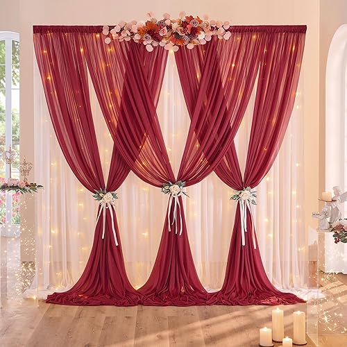 Miniatura 5 de Cortinas de fondo de tul transparente de 15 x 10 pies para fiestas, bodas, sin arrugas, sin arrugas