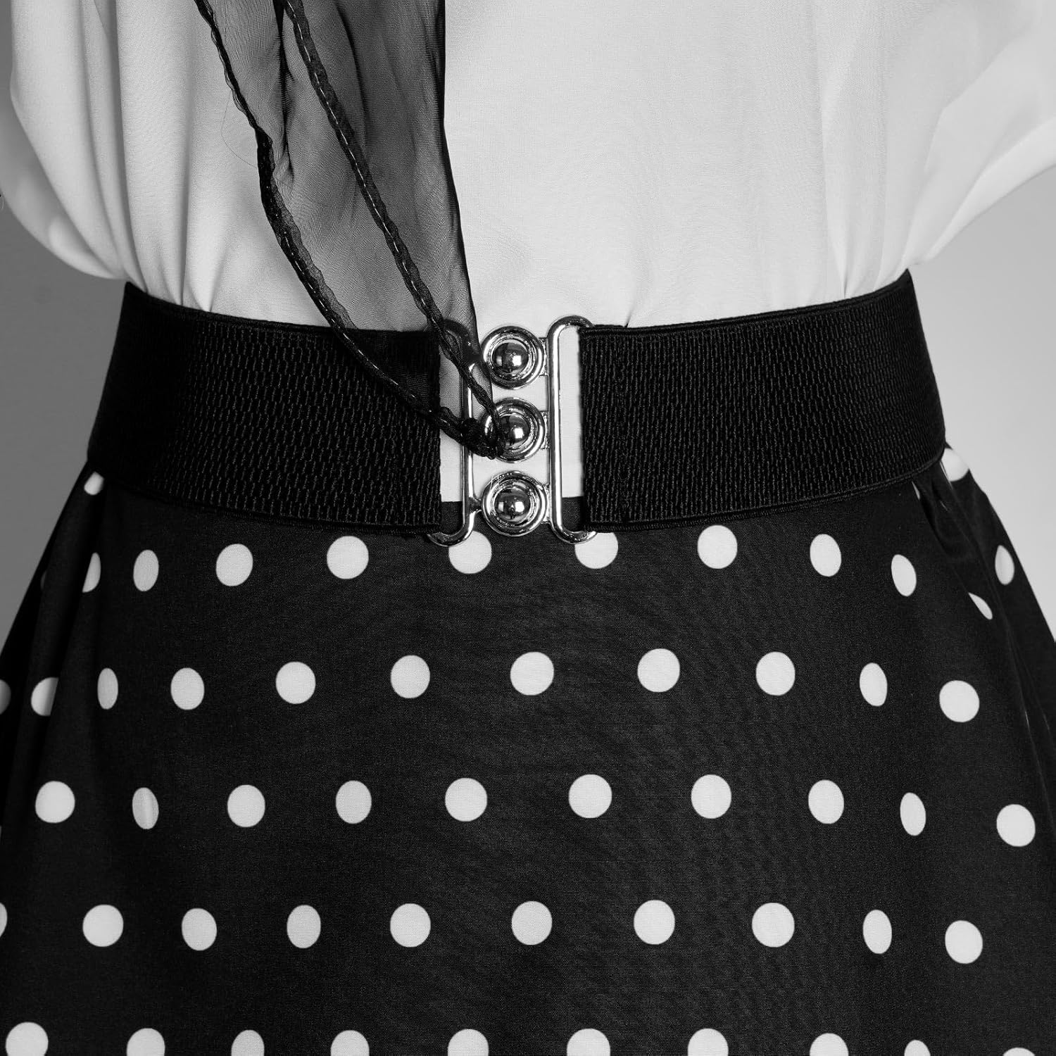 1950s Poodle Skirts Sock hop Outfits Women 50s Poodle Dress with Belt Glasses Earrings and Scarf - Image 4