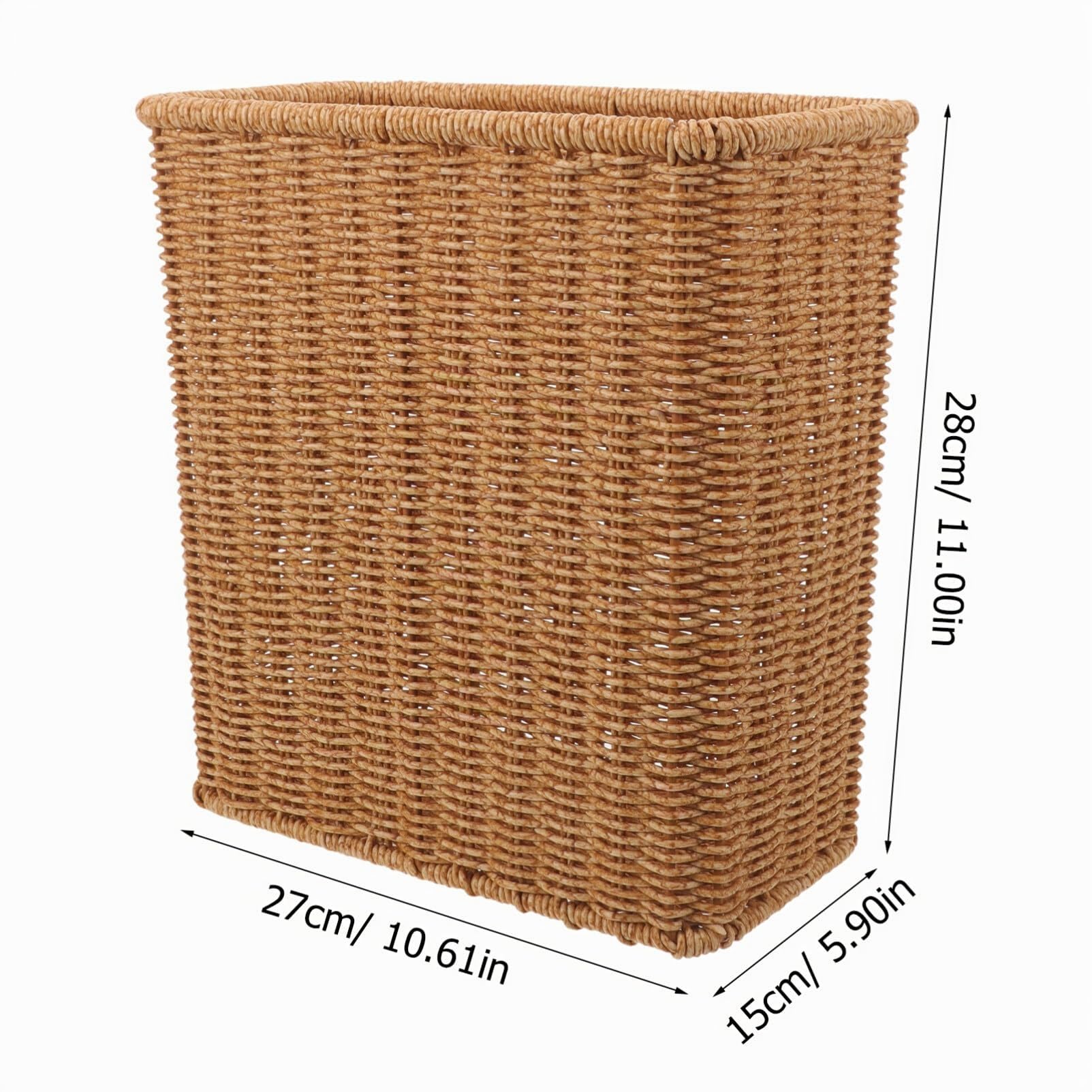 Kichvoe Cesto De Basura De Ratán Cubo De Basura De Mimbre Cubo De Basura Redondo Cesta De Almacenamiento Tejida Contenedor De Ropa Para Dormitorio Sala De Estar Y Baño