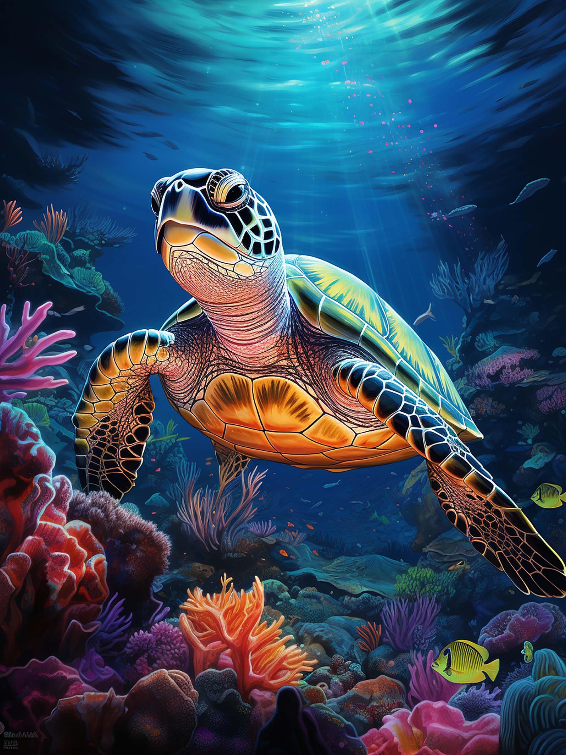 Hoobee 5D DIY Diamond Painting Tortues De Mer 30x40cm - Kit Peinture Diamant Adulte Animal Broderie