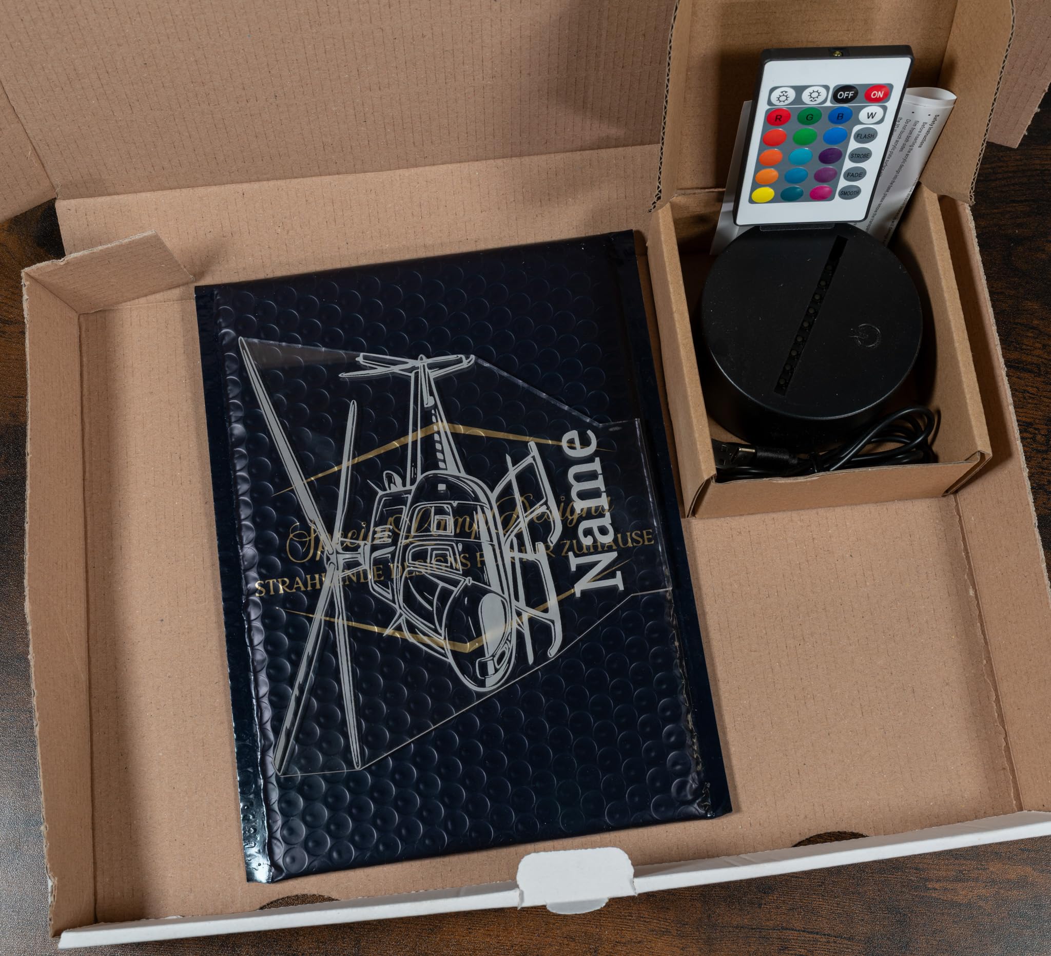 Helikopter Lampe personalisiert – LED Nachtlicht mit Name | Hubschrauber Geschenk Kinderzimmer Deko | Helicopter Light für Jungen, Männer & Luftfahrt-Fans