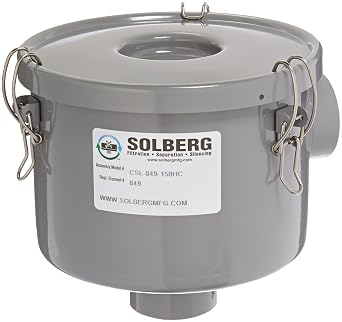 Solberg CSL-849-150HCTM Inlet Vacuum Pump Air Filter, 1-1/2" FPT Inlet/Outlet, 6-3/4" Height, 7-5/16" Diameter, 80 SCFM, Made in the USA