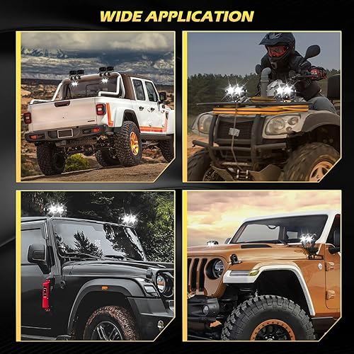 Miniatura 7 de POLARPRA Luces LED de 3 pulgadas 90 W luces LED antiniebla de conducción ámbar amarillo luces todoterreno de 9000 lúmenes barras de luz LED ultra