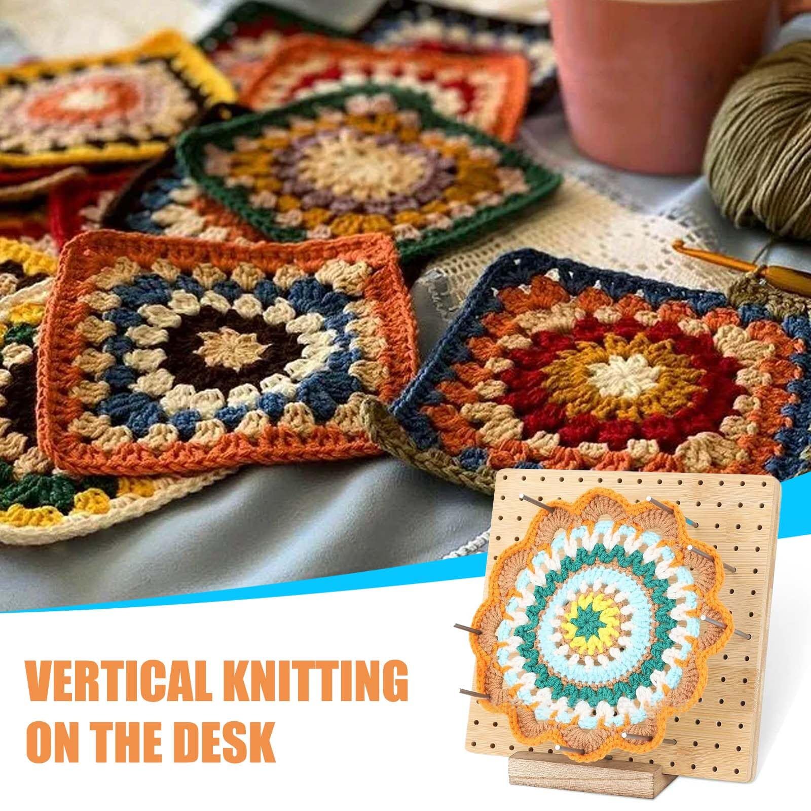 Coopay Granny Square Spanner groot, 29 x 29 cm, blokkeerbord haken groot met 30 roestvrijstalen blokkeerpinnen en gegroefde bodem, bamboe spanplank voor Granny Squares spannen, blokkeerbord haken