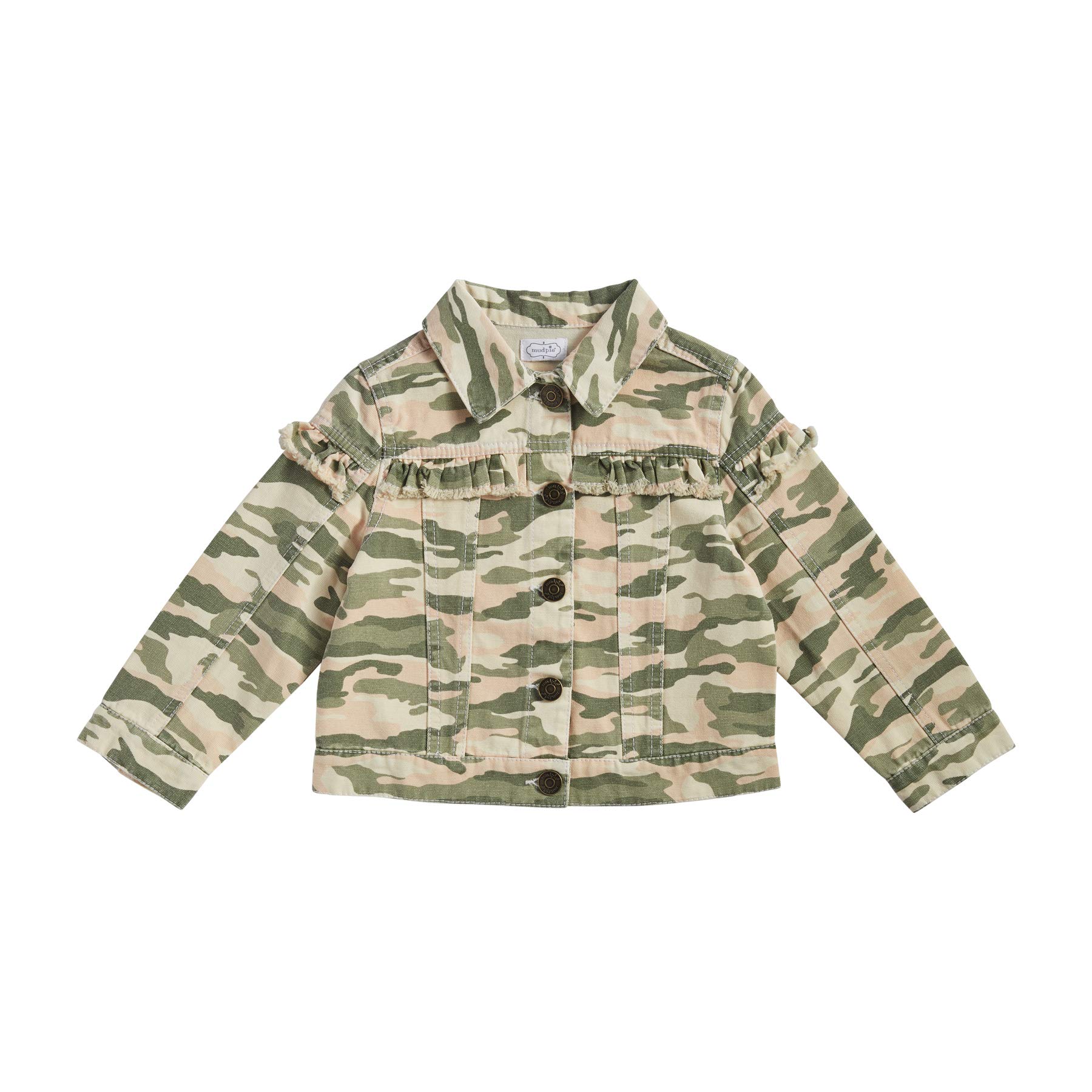 Mud Pie Baby Girls' Camo Canvas Ruffle Jacket, 12-18 Months