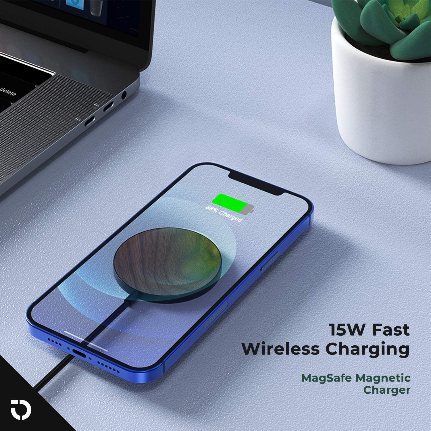 Best Deal Edelorn Walnut Wood Magnetic Wireless Charger for MagSafe Fast 15W Charging USB-C Port Charger Compatible with iPhone 13/13 Pro/13 Pro Max/Mini