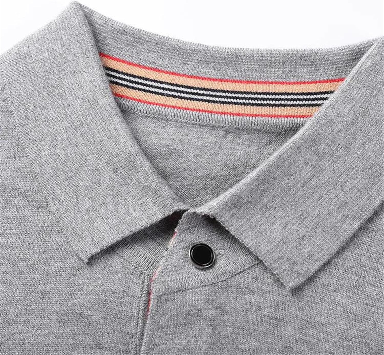 Men's Classic Pullover Polo Sweaters Long Sleeve Turndown Collar with Striped Sleeve Design Old Money Style Comfort Fit