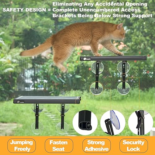 Miniatura 4 de Percha pequeña para ventana de gato de 17 pulgadas (1 unidad) para espacios estrechos, plegable, inalámbrica, soporta hasta 60 libras, todo