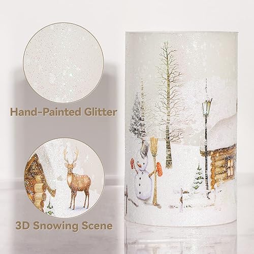 Miniatura 2 de Velas sin llama, luces LED de decoración navideña con temporizador remoto, escena de nieve, velas de cera real, funciona con pilas, regalo de